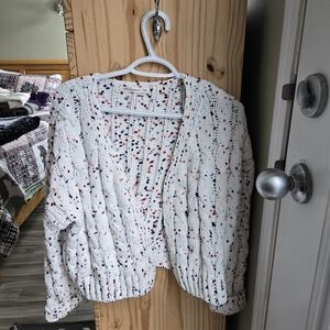 moon & madison White Speckled Cardigan